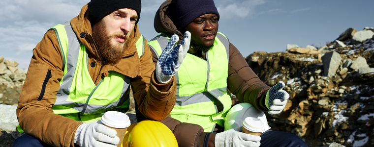 workers drinking coffee on break