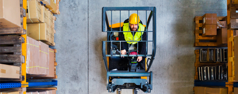 forklift driver looking up