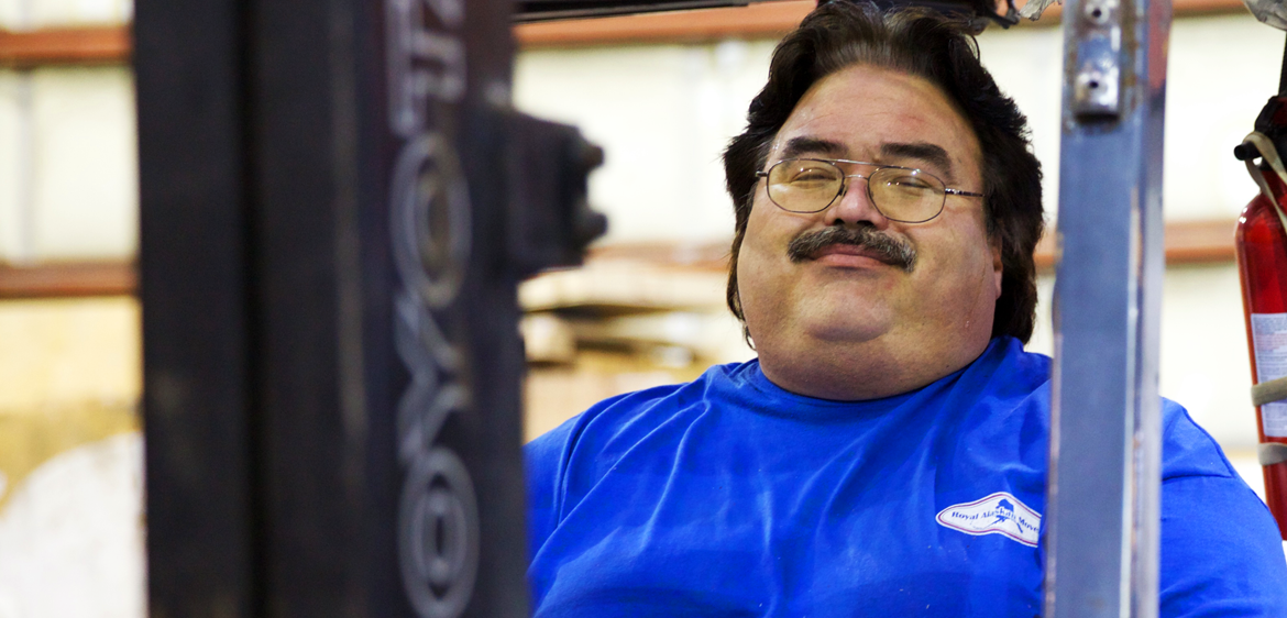 forklift driver smiling