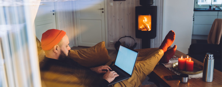 man working remotely